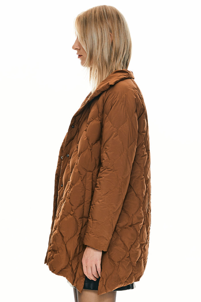 Orolay Oversized Quilted Puffer Jacket Lightweight with Pockets #color_coffee