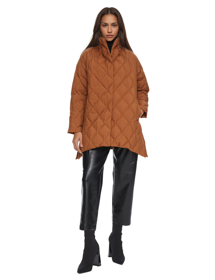 Orolay Oversized Quilted Puffer Jacket Lightweight with Pockets #color_coffee