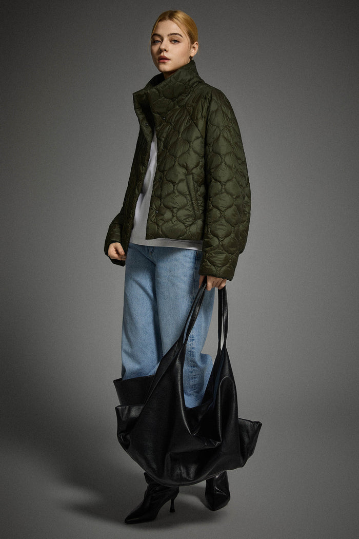 Oversized Quilted Raglan Sleeve Lightweight Jacket #color_green