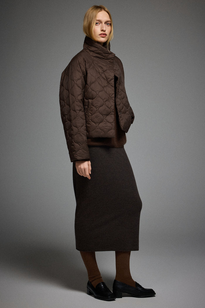 Oversized Quilted Raglan Sleeve Lightweight Jacket #color_coffee