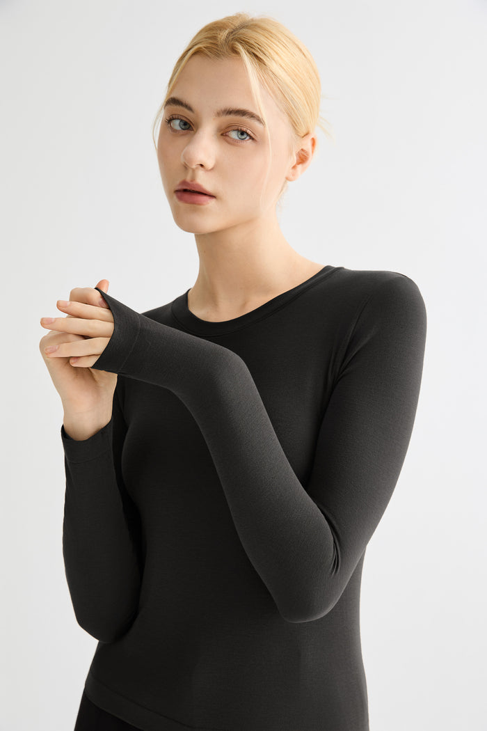 Padded Knit T-shirt OROLAY #color_black