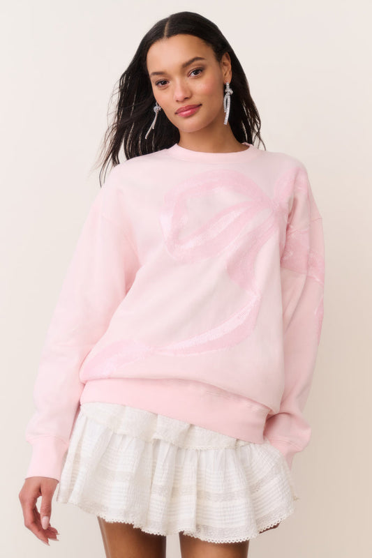 Palo Sequin Bow Fleece Pullover