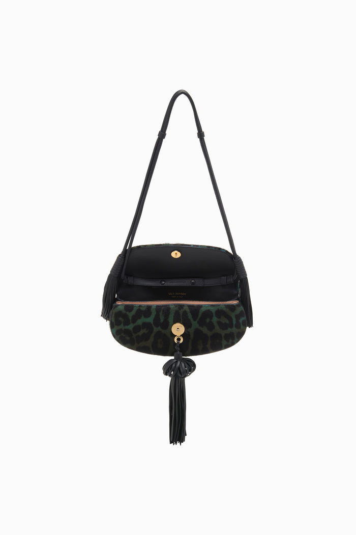 Paloma Flap Tassel Bag - Emerald Leopard