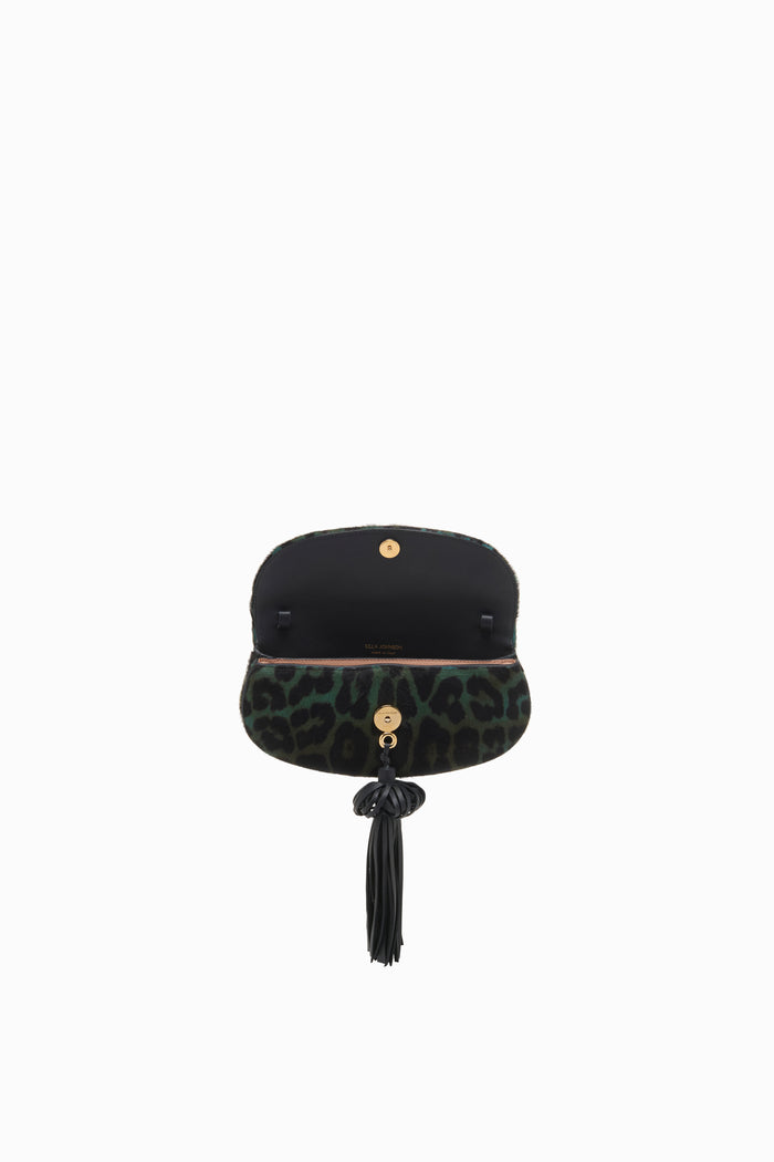 Paloma Flap Tassel Bag - Emerald Leopard