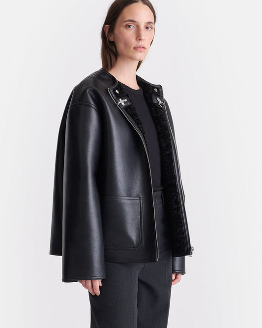 Panka - Reversible shearling jacket - Black/Black