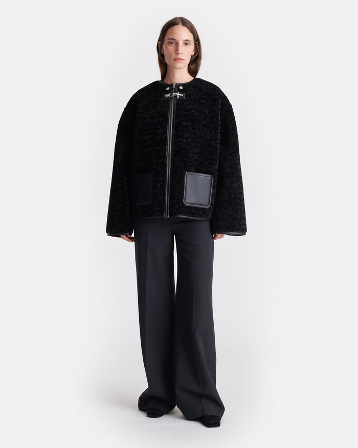 Panka - Reversible shearling jacket - Black/Black