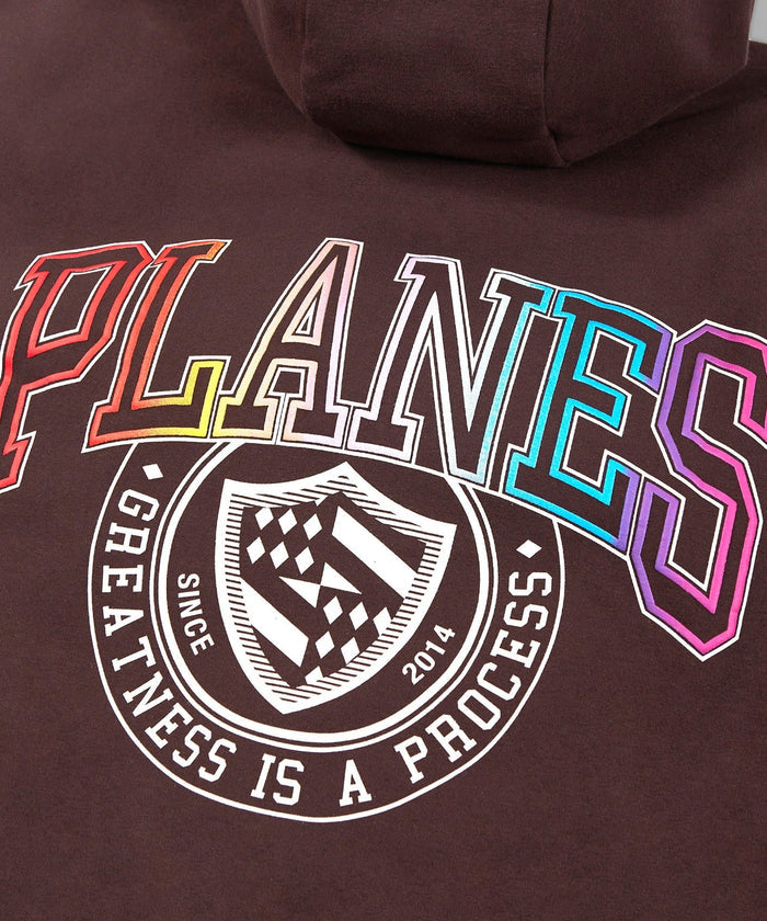 Paper plane -Collegiate Spectrum Half Zip Drop Shoulder Hoodie - Coffee - Clique Apparel