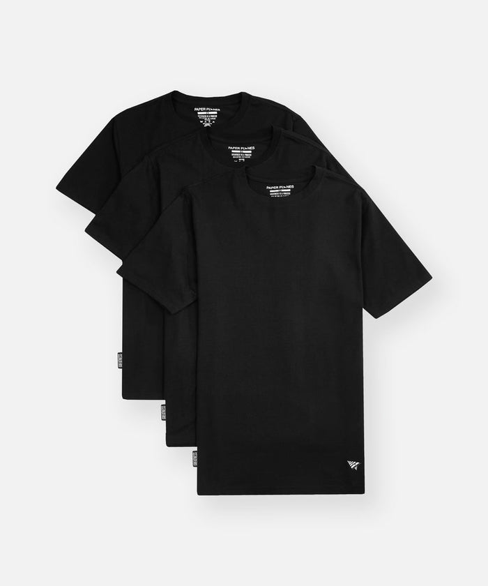 Paper Plane - Essential 3-Pack Tee - Black - Clique Apparel
