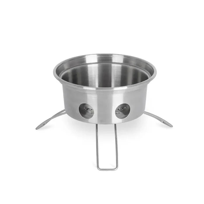 Petromax stainless steel fire kettle in 1500ml size fire box with the stabilising legs extended