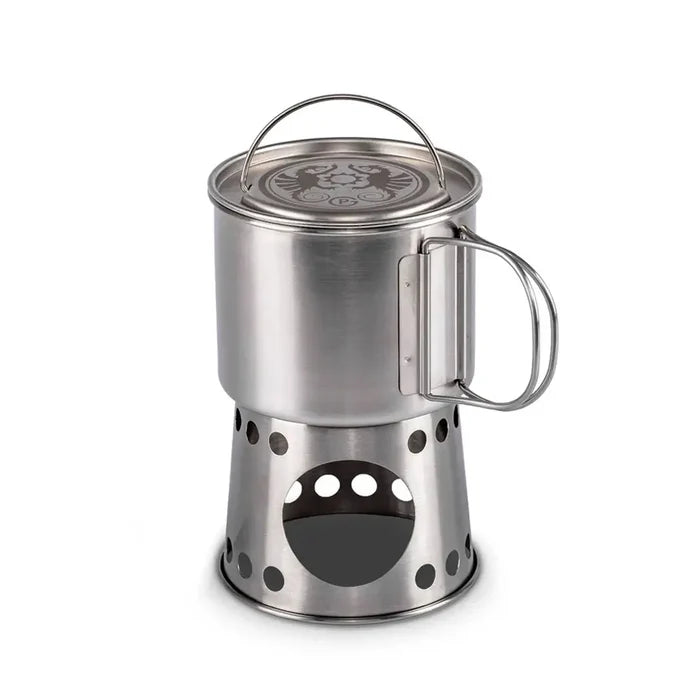 Petromax stove cup sitting atop the fuel windbreak