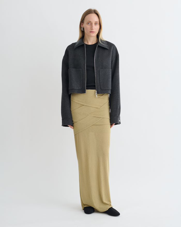 Phebe - Cropped jacket - Grey Melange/Black