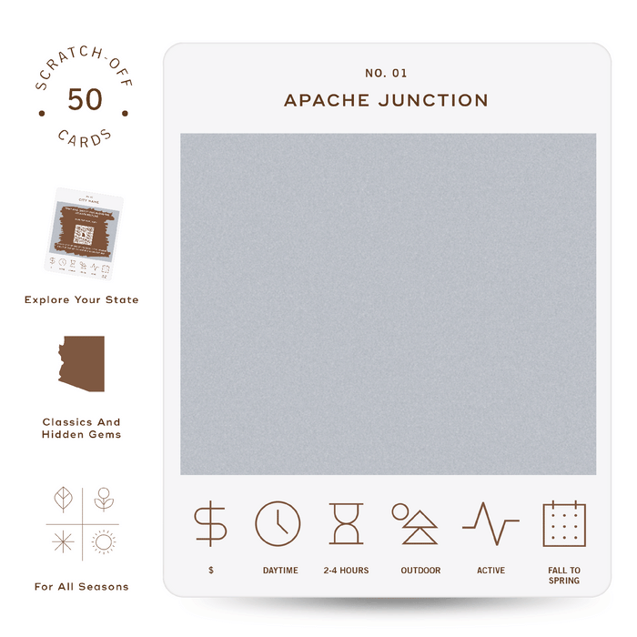 Close up of Apache Junction scratch off card showing No 01 and a gray image area