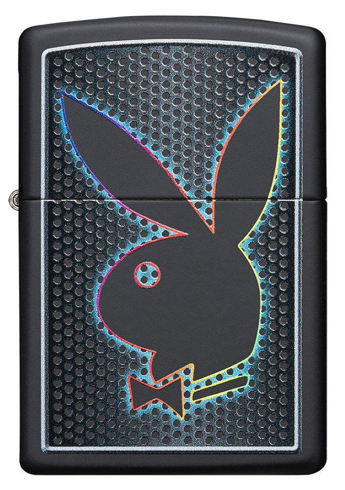 Front of Playboy Black Matte windproof lighter