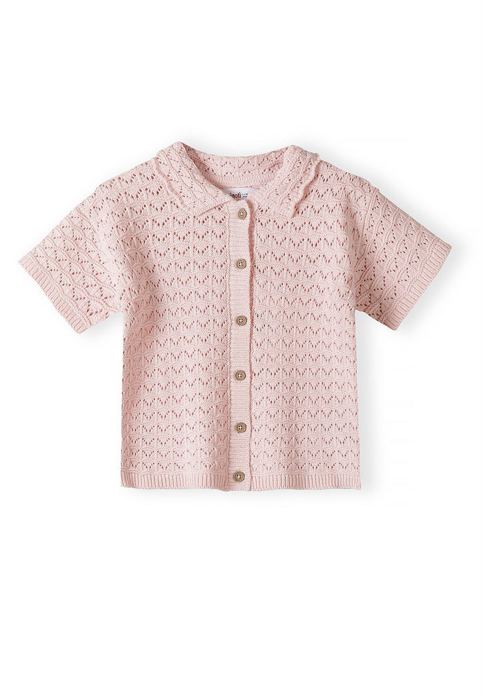 Pointelle Knit Set, Blush Pink, Button Front - 3