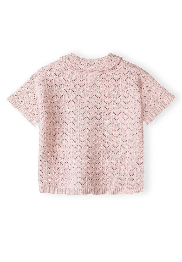 Pointelle Knit Set, Blush Pink, Button Front - 4