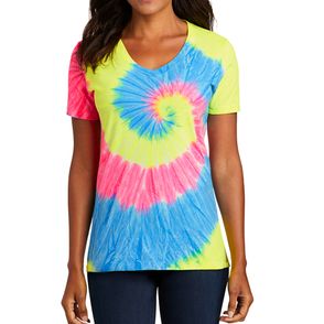 Port & Company Ladies Tie-Dye V-Neck Tee