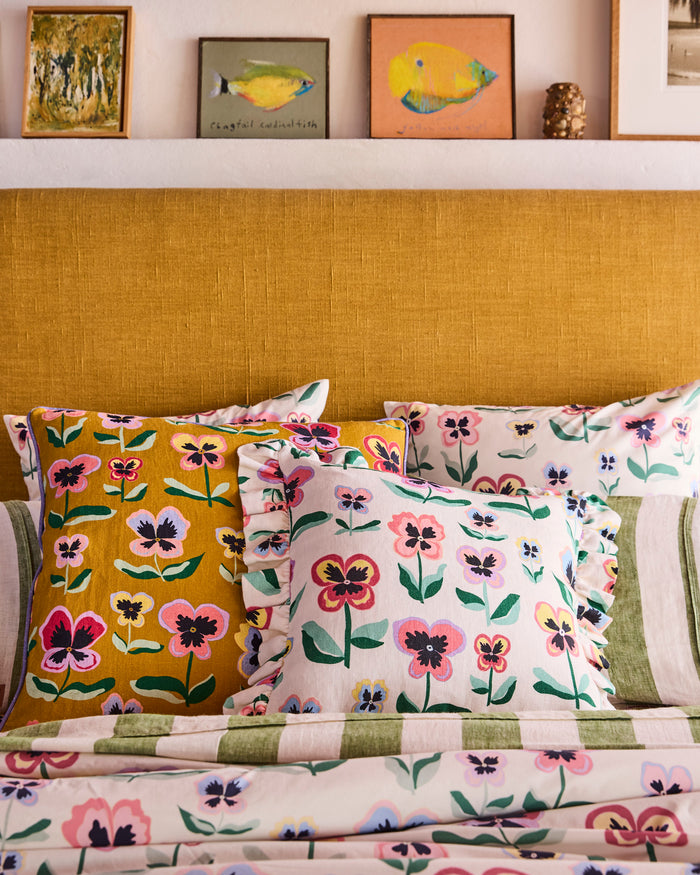 Pretty Pansy Frill Upholstery Cushion