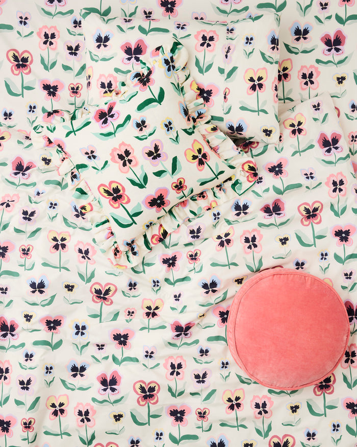 Pretty Pansy Frill Upholstery Cushion