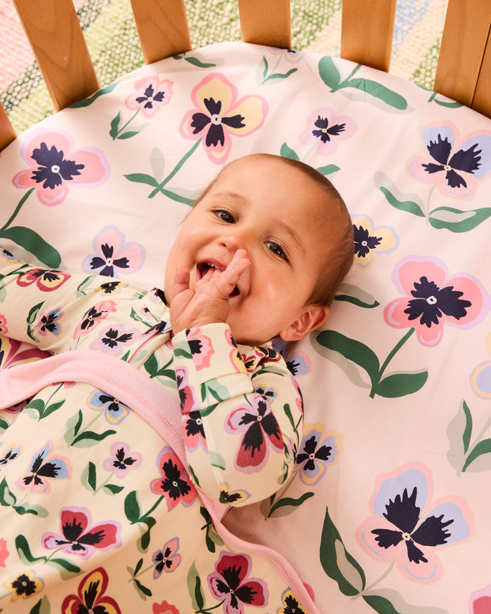 Pretty Pansy Organic Cotton Baby Fitted Sheet