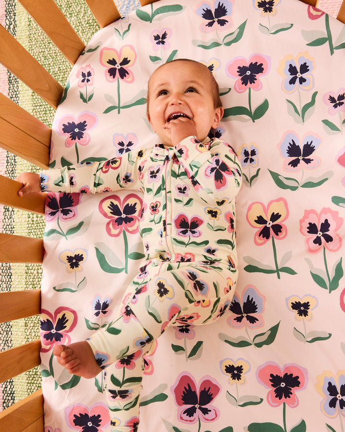 Pretty Pansy Organic Cotton Baby Fitted Sheet