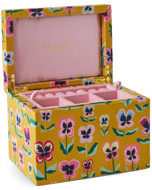 Pretty Pansy Velvet Jewellery Box Large