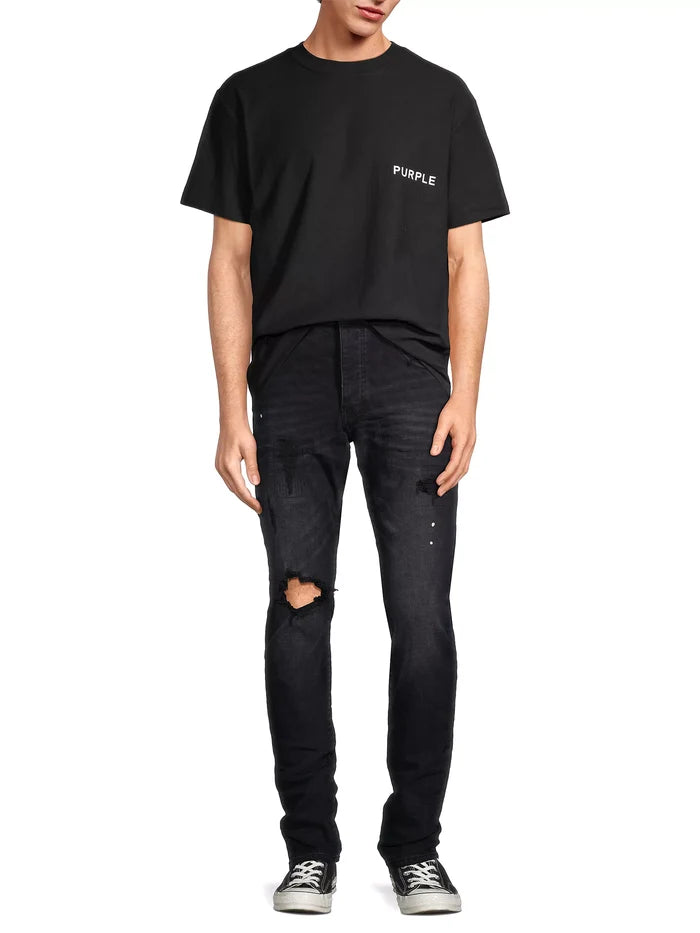 Purple - P002 Black Repair Jeans (P002 - BLR) - Clique Apparel