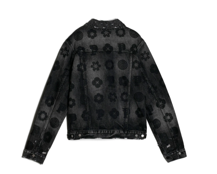Purple Brand Denim Jacket Full Monogram - Black - Clique Apparel