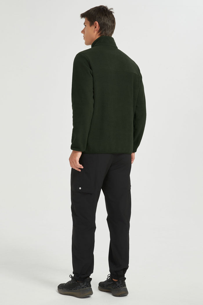 Orolay Quarter Zip Fleece Pullover Sweatshirt #color_dark green