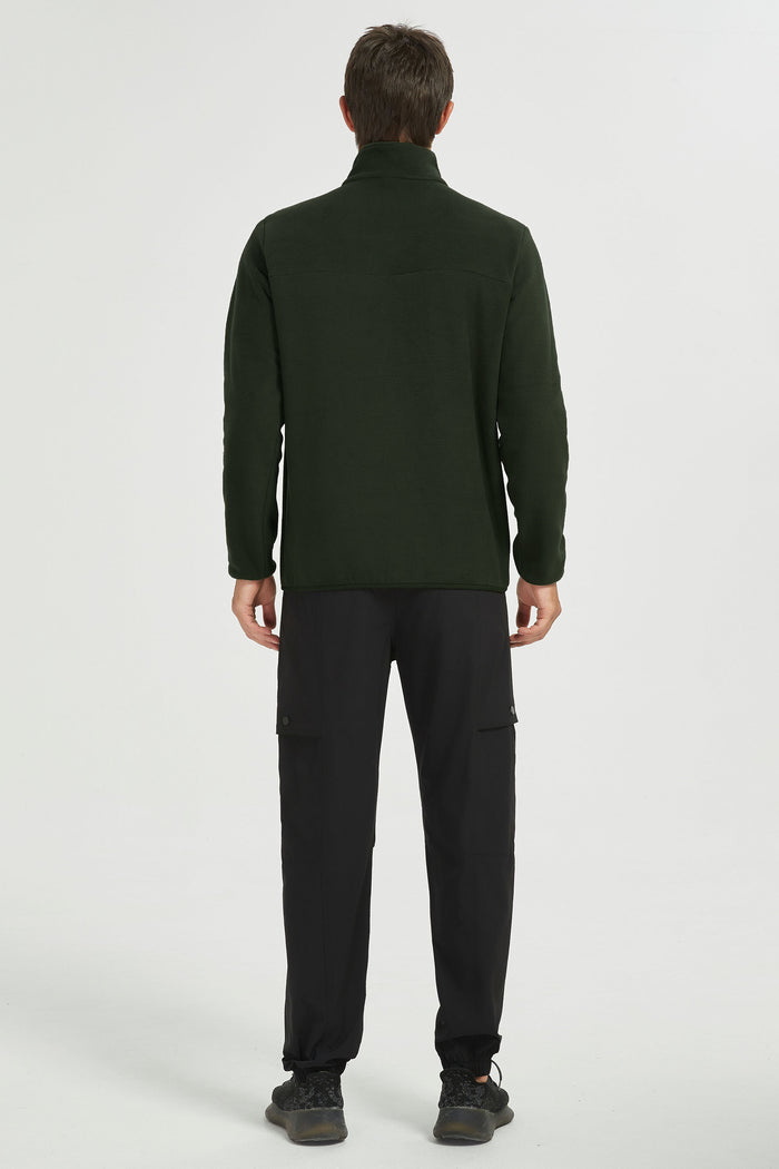 Orolay Quarter Zip Fleece Pullover Sweatshirt #color_dark green