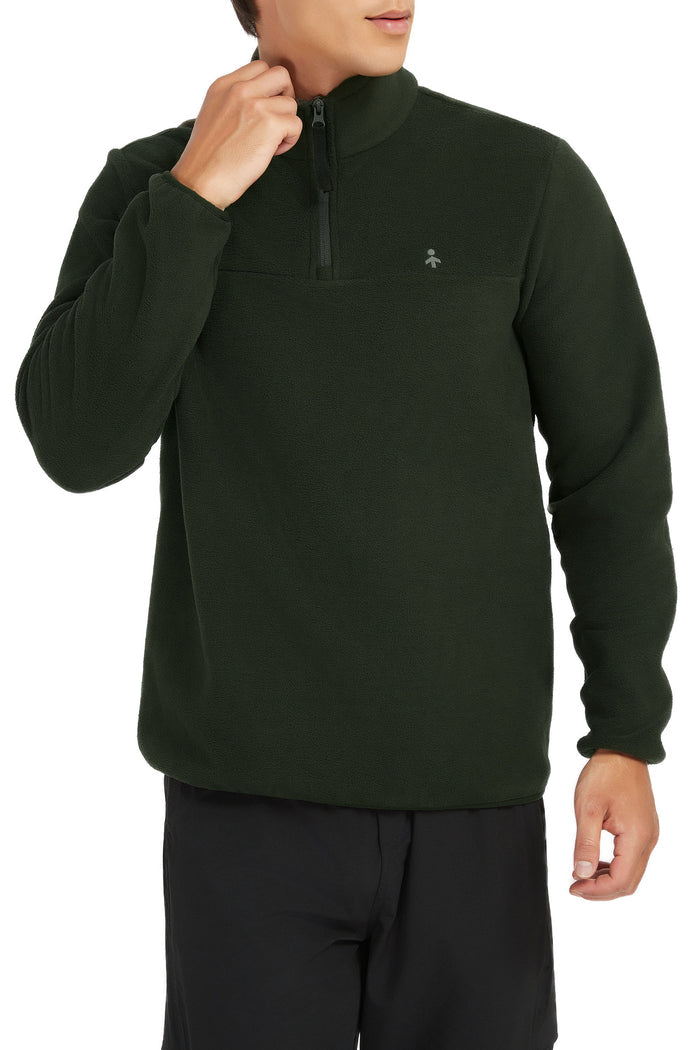 Orolay Quarter Zip Fleece Pullover Sweatshirt #color_dark green