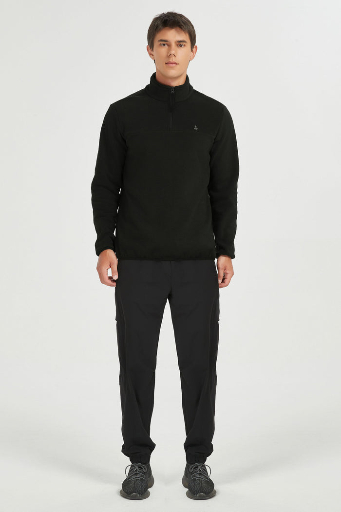 Orolay Quarter Zip Fleece Pullover Sweatshirt #color_black