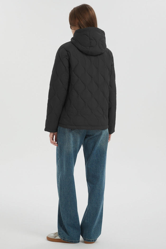 Orolay Quilted Down Jacket Lightweight Hooded #color_black