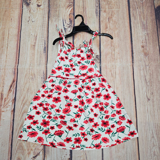 QUIMBY RED FLORAL JERSEY TIE DRESS