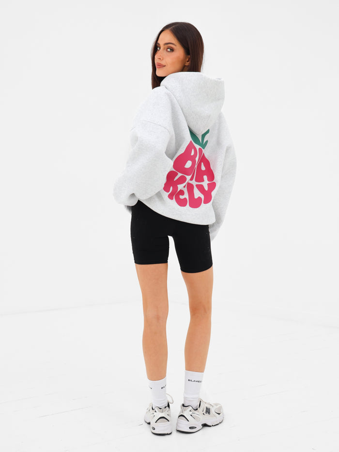 Raspberry Bubble Print Oversized Hoodie - Marl White