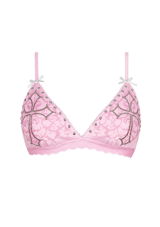 REBEL STUDDED BRALETTE BABY PINK