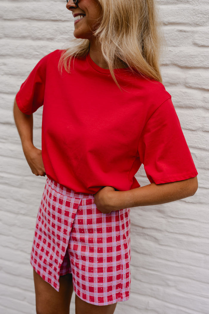 Red Jane t-shirt ribbed crew neckline detail