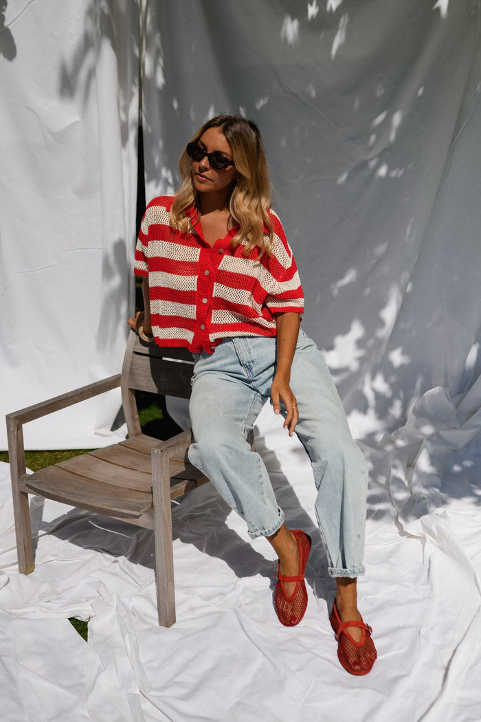 Red Striped Armelle Polo
