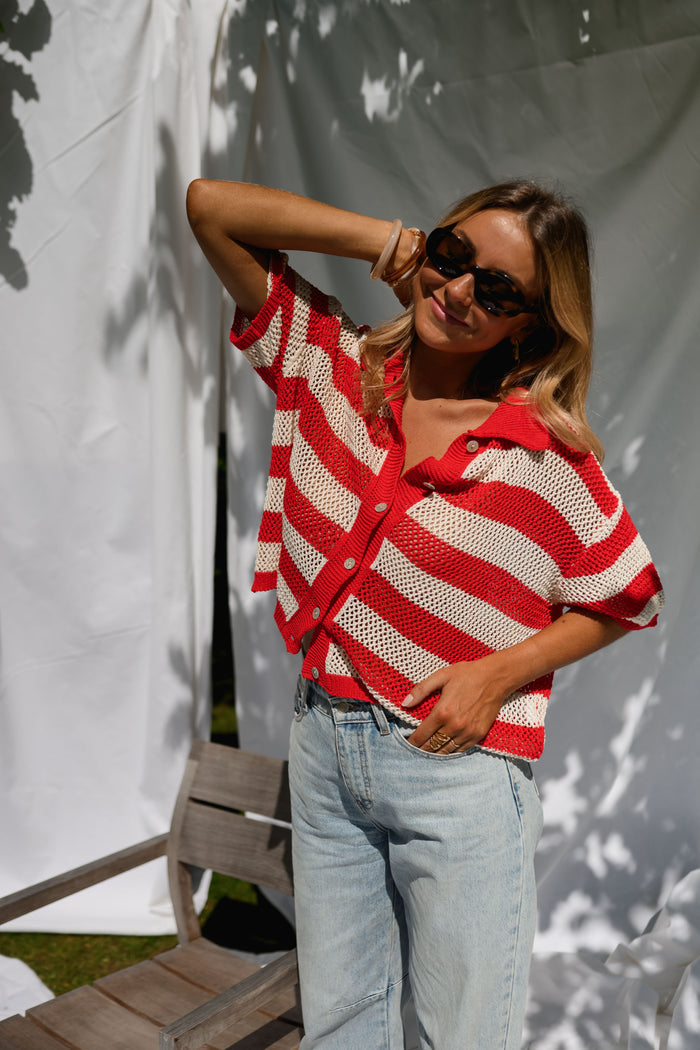 Red Striped Armelle Polo