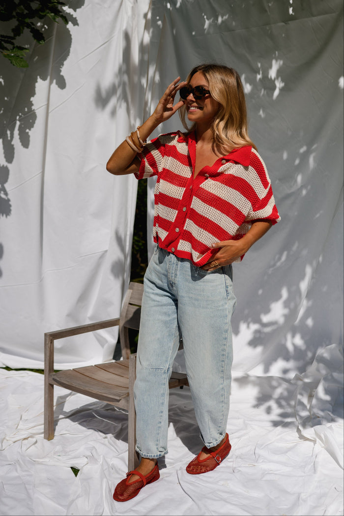 Red Striped Armelle Polo