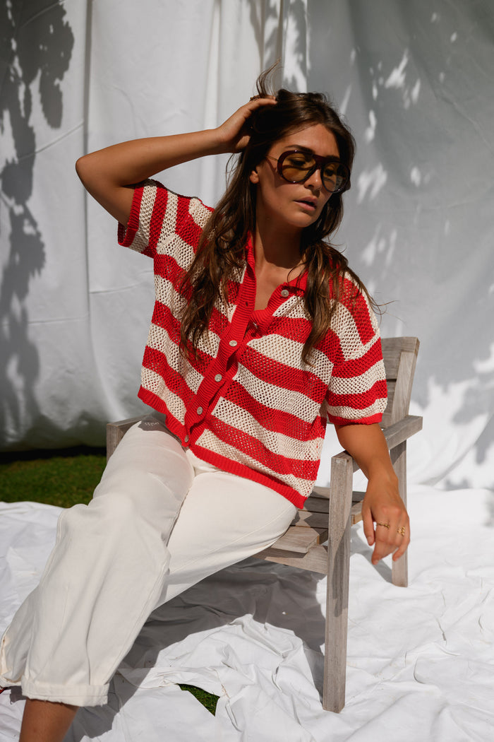 Red Striped Armelle Polo