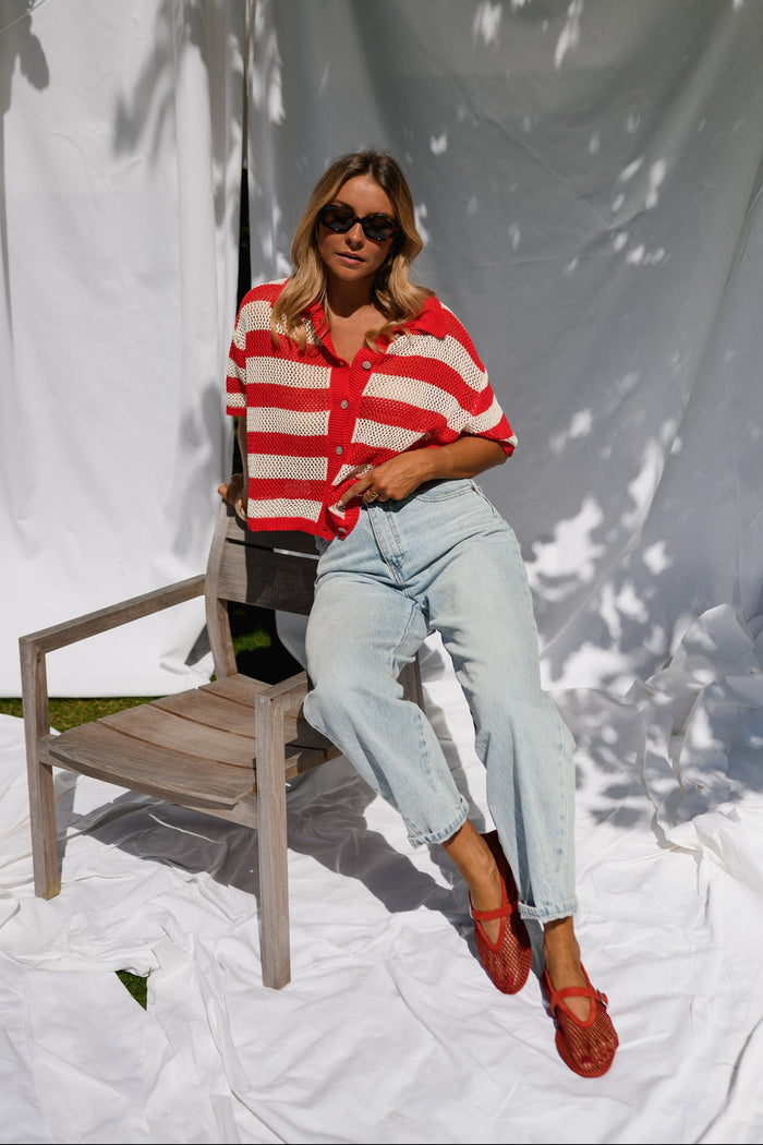 Red Striped Armelle Polo