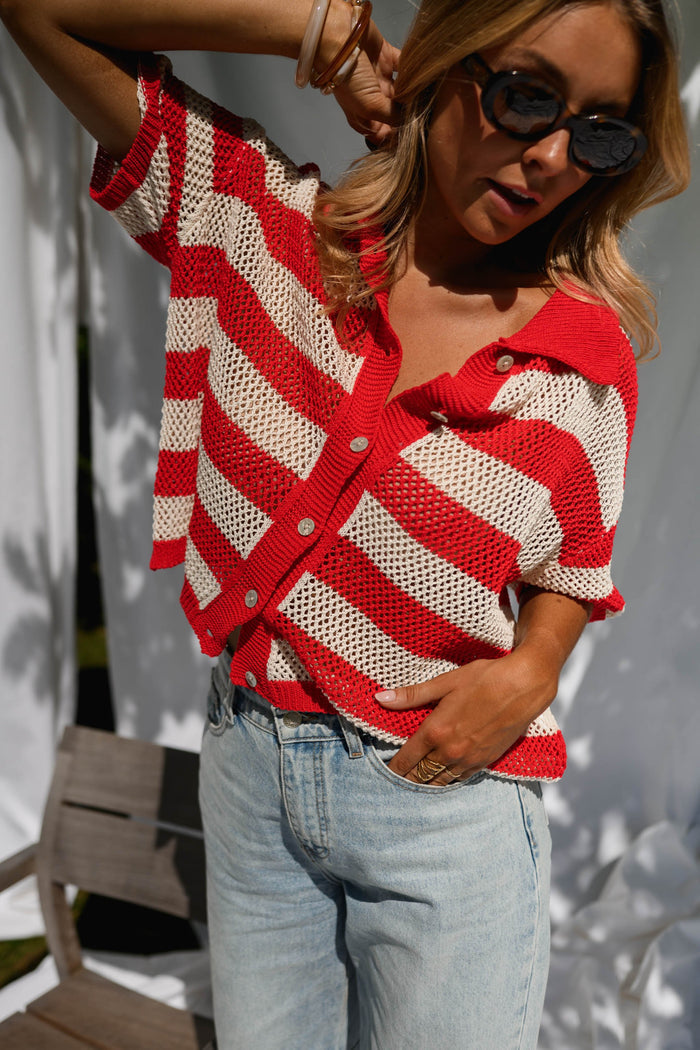 Red Striped Armelle Polo