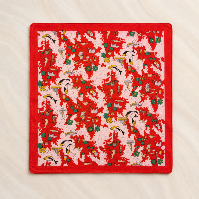 Red Wold Map Print Scarf