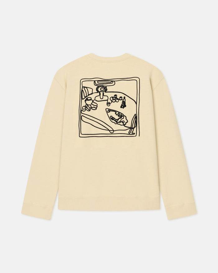Remy - Printed Cotton-Fleece Sweatshirt - Creme/Black/Gingerbread Heart