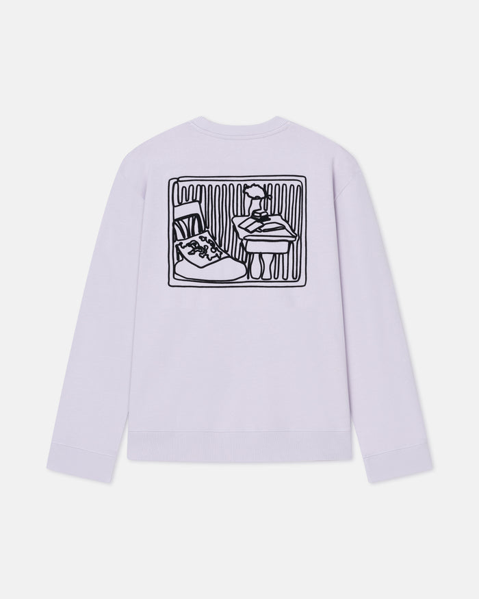 Remy - Printed Cotton-Fleece Sweatshirt - Lilac/Black/Books