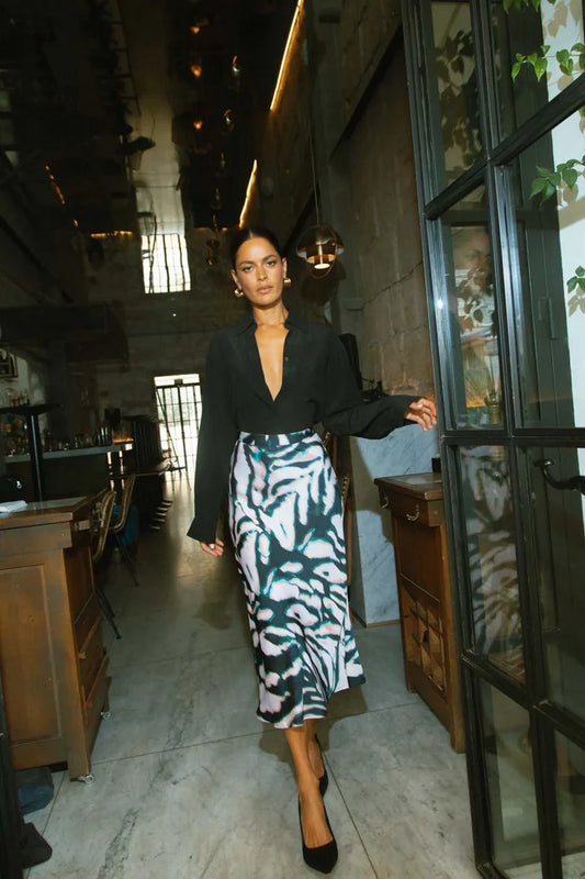 RENZO SKIRT (WATERCOLOUR ZEBRA)