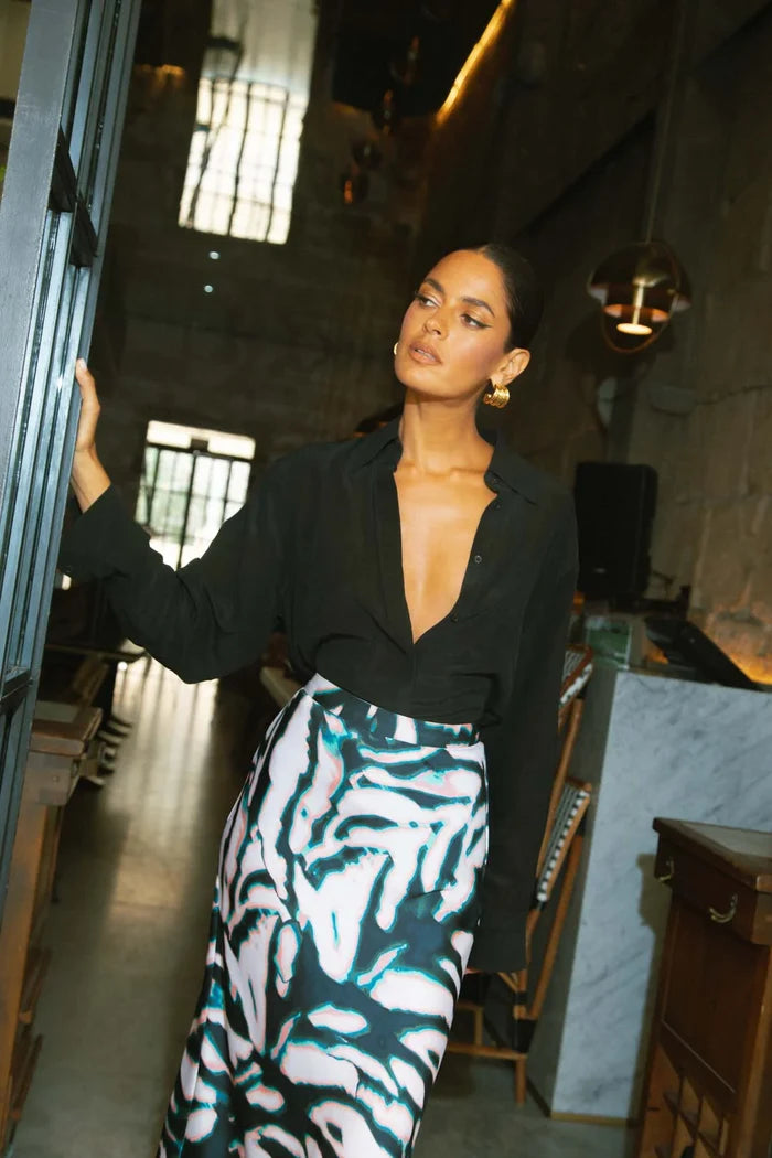 RENZO SKIRT (WATERCOLOUR ZEBRA)