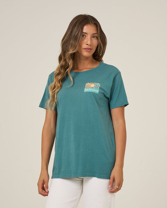 Rise And Smile Bf Tee - Teal