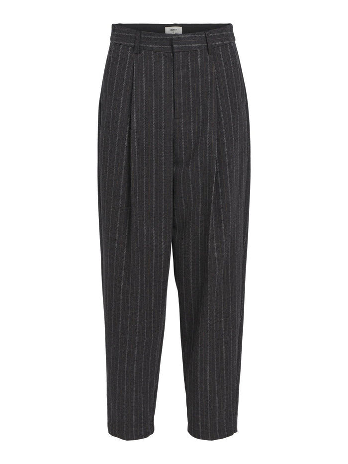 ROBBIE CROPPED BARREL PANTS (DARK GREY MELANGE)