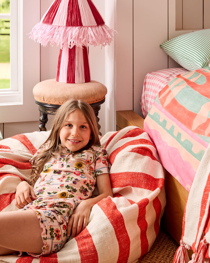 Roma Red Stripe Woven Beanbag